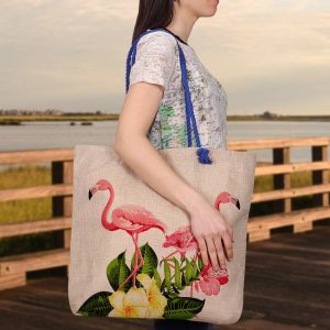 "Bolso para sublimación símil yute con asas de cuerda – Personalización natural y elegante"