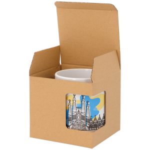 "Caja marrón con ventana para taza - Pack de 12 unidades"
