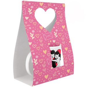 "Blíster sublimable con diseño de asa corazón para taza, pack de 10 unidades, ideal para presentación personalizada"