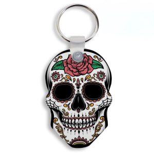 "Llaveros de madera DM3 con temática de símbolos sublimables a doble cara"