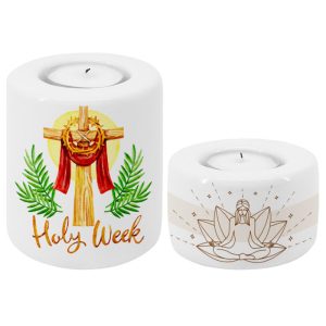 "Portavelas de cerámica sublimable, ideal para personalización decorativa y regalos originales"