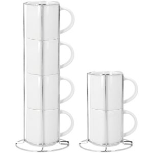 "Set de tazas apilables de café con soporte metálico, sublimables y personalizables"