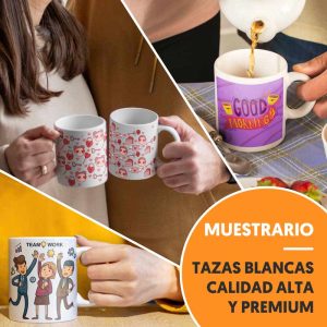 "Muestrario de tazas blancas sublimables – Diferentes modelos personalizables"