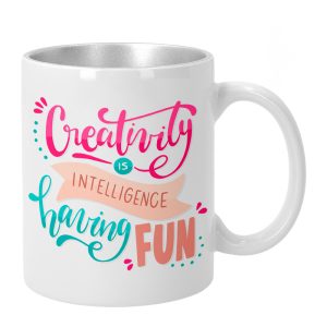 "Taza para sublimación con interior purpurina – Personalizable con fotos y frases"