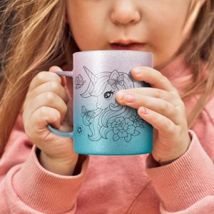 "Taza de cristal esmerilado bicolor sublimable, ideal para personalización elegante y moderna"