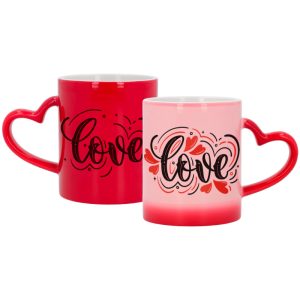 "Tazas mágicas asa corazón sublimables – Personalización sorprendente y romántica"