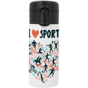 "Termo de acero inoxidable con tapa negra 350ml sublimable – Personalizable y resistente"