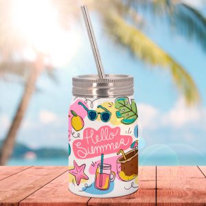"Vaso termo para sublimación con tapa y pajita – Personalizable y térmico"